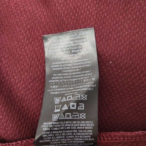 GUESS [XS] Burgundy Cold Shoulder Ruffle Long Sleeve Guess Top - Picture 7 of 11